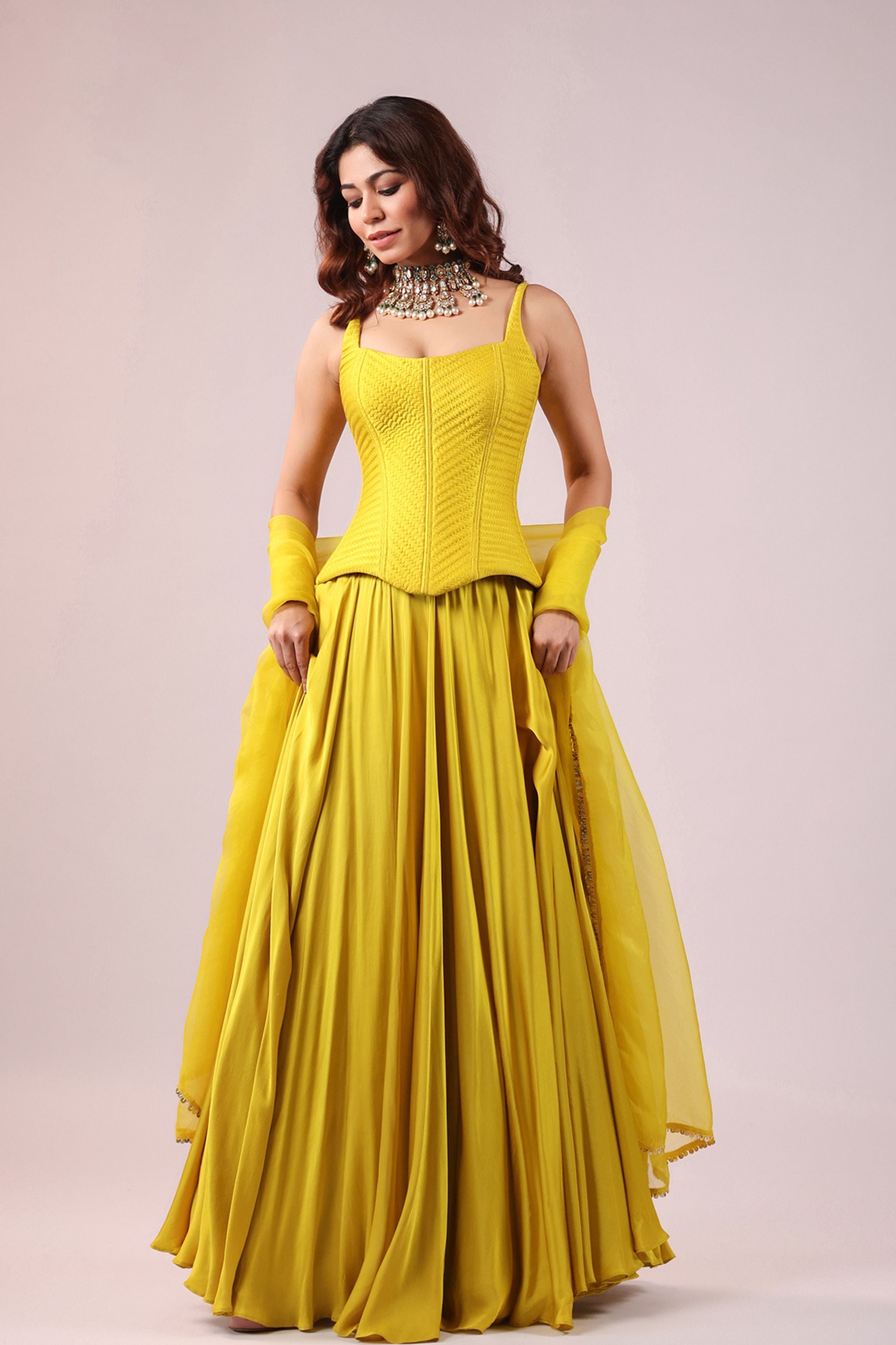 Citrine Yellow Skirt Set