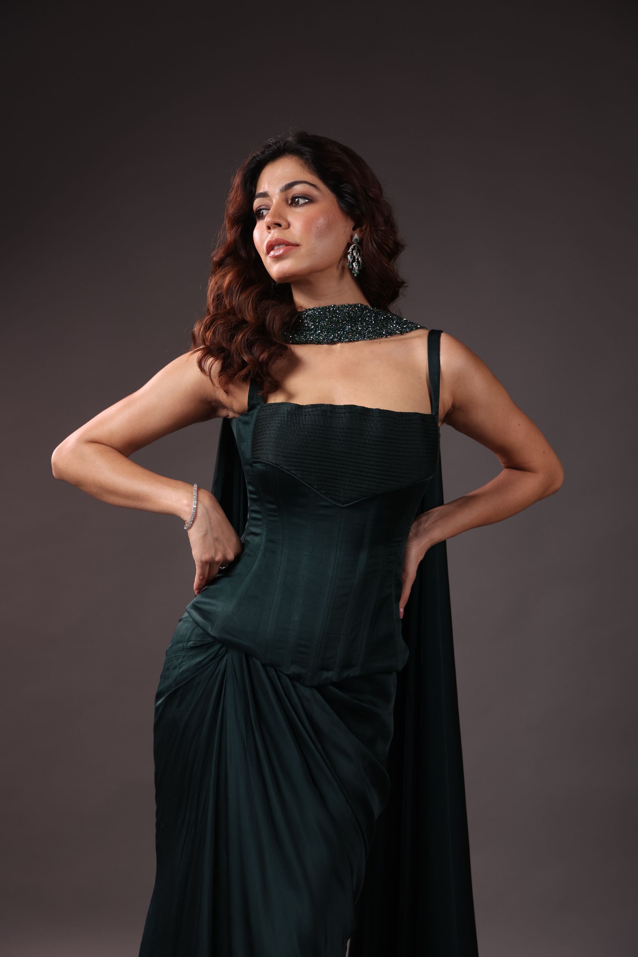 Juniper Emerald Corset & Drape Skirt Set