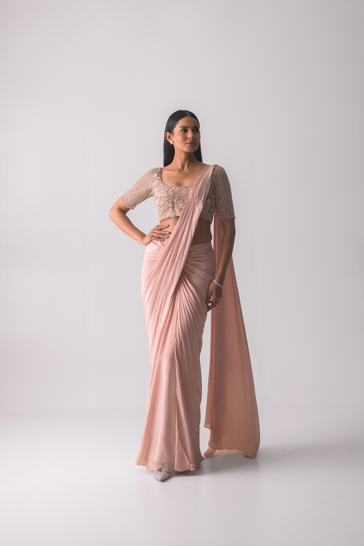 French Knot Saree & Embellished Blouse
