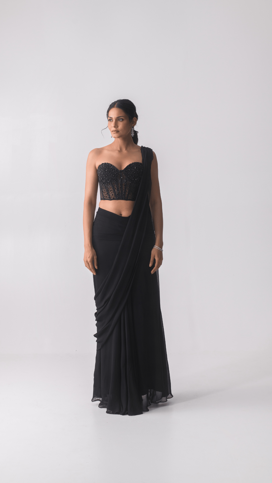 Noir corset drape