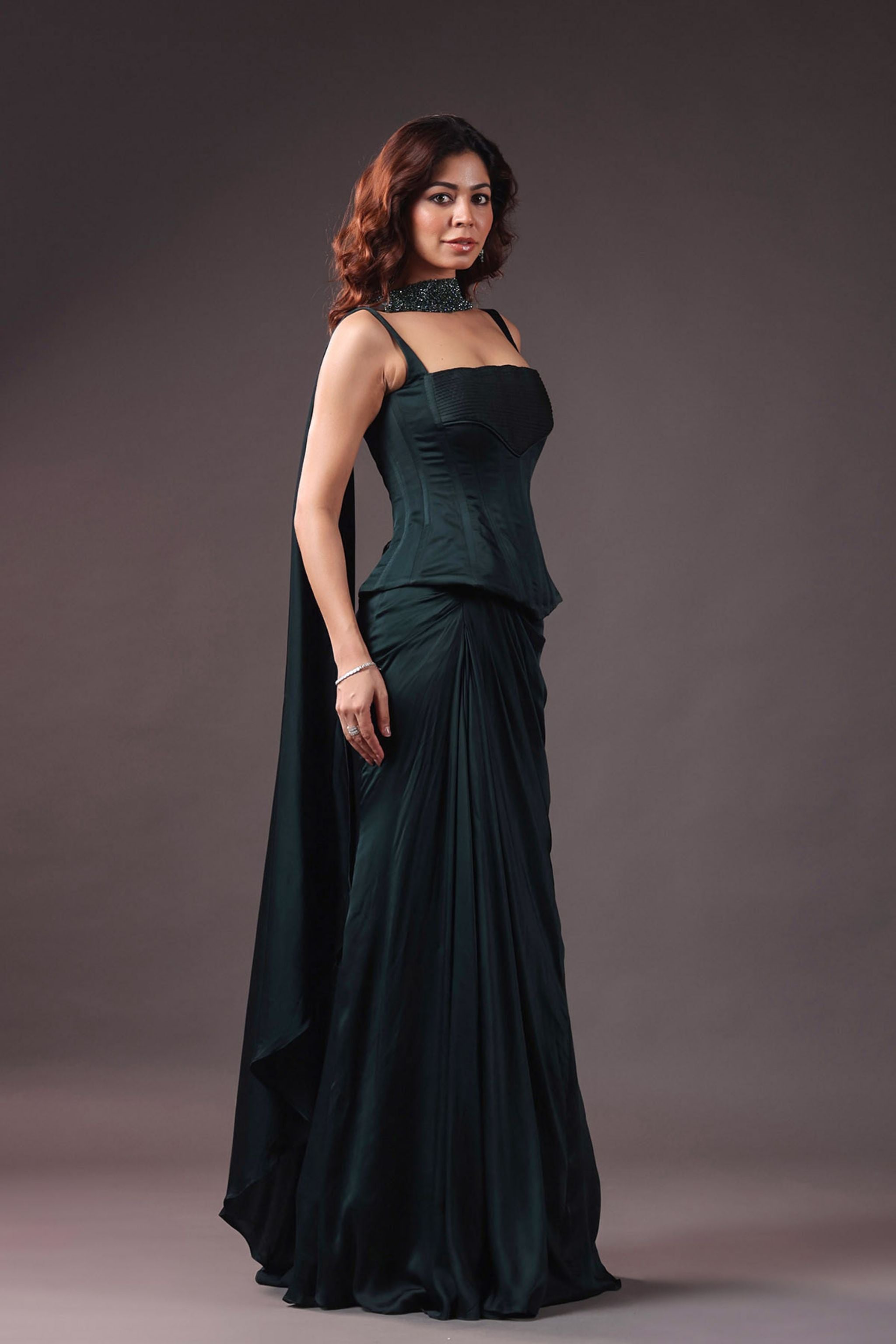 Juniper Emerald Corset & Drape Skirt Set