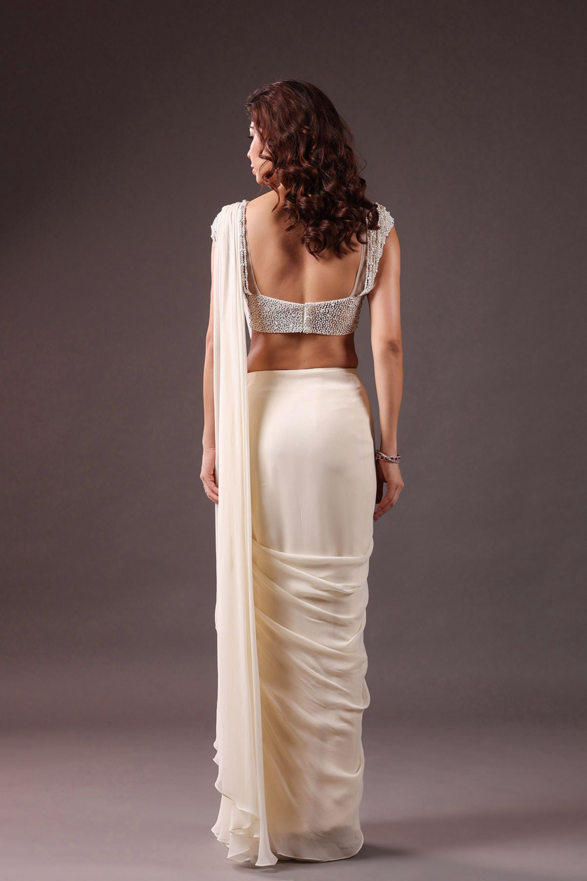 Moonveil Ivory Drape Saree