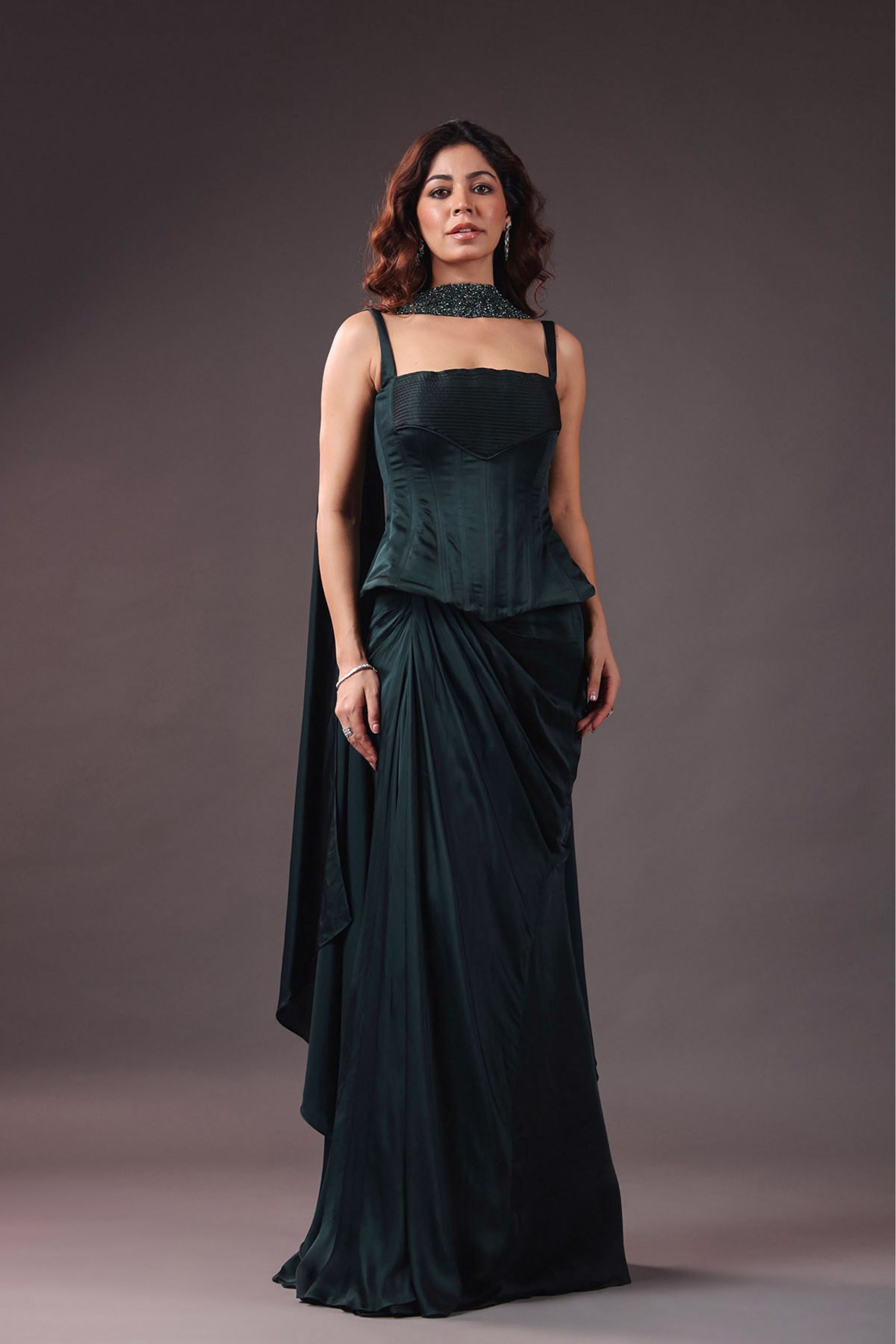 Juniper Emerald Corset & Drape Skirt Set