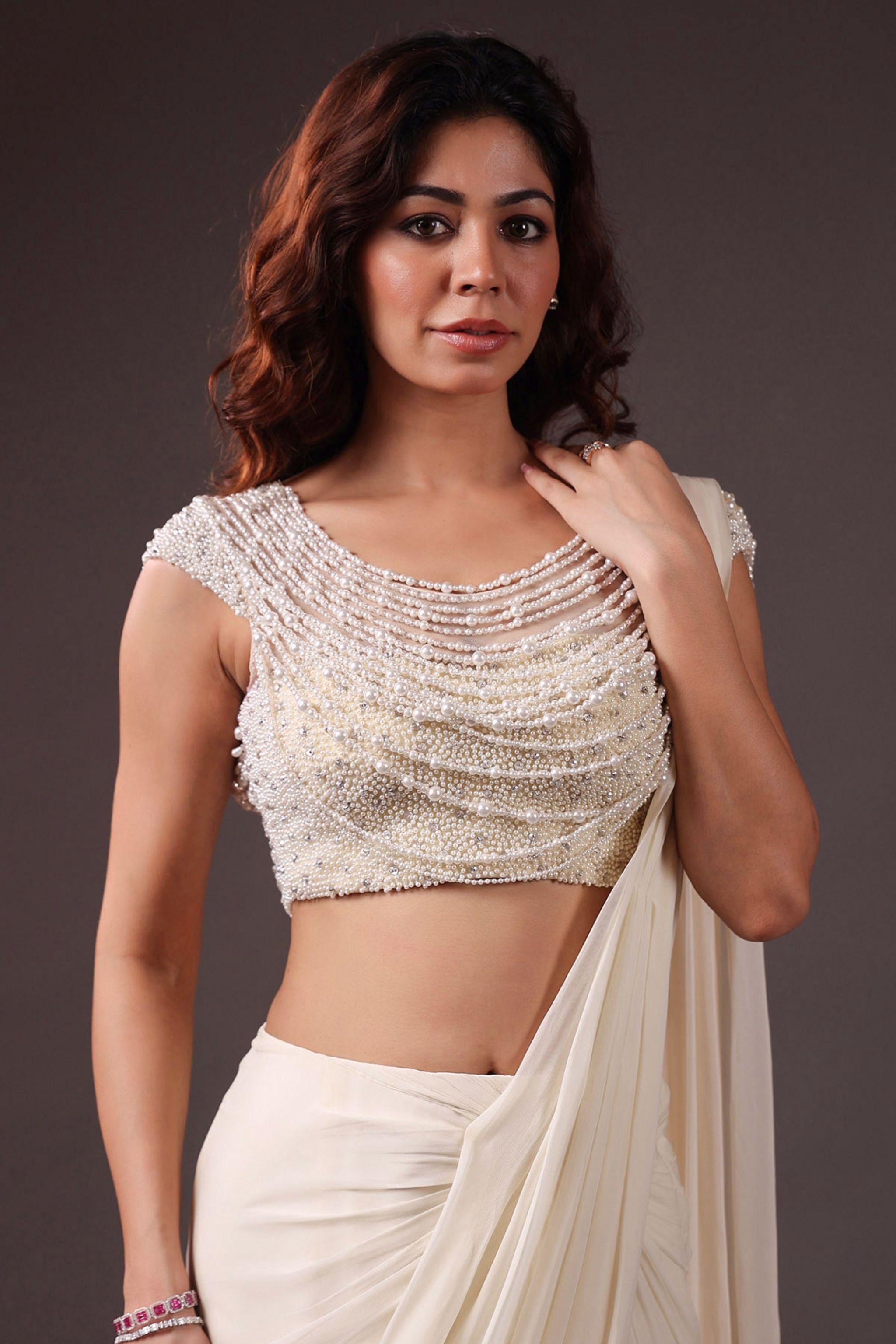 Moonveil Ivory Drape Saree