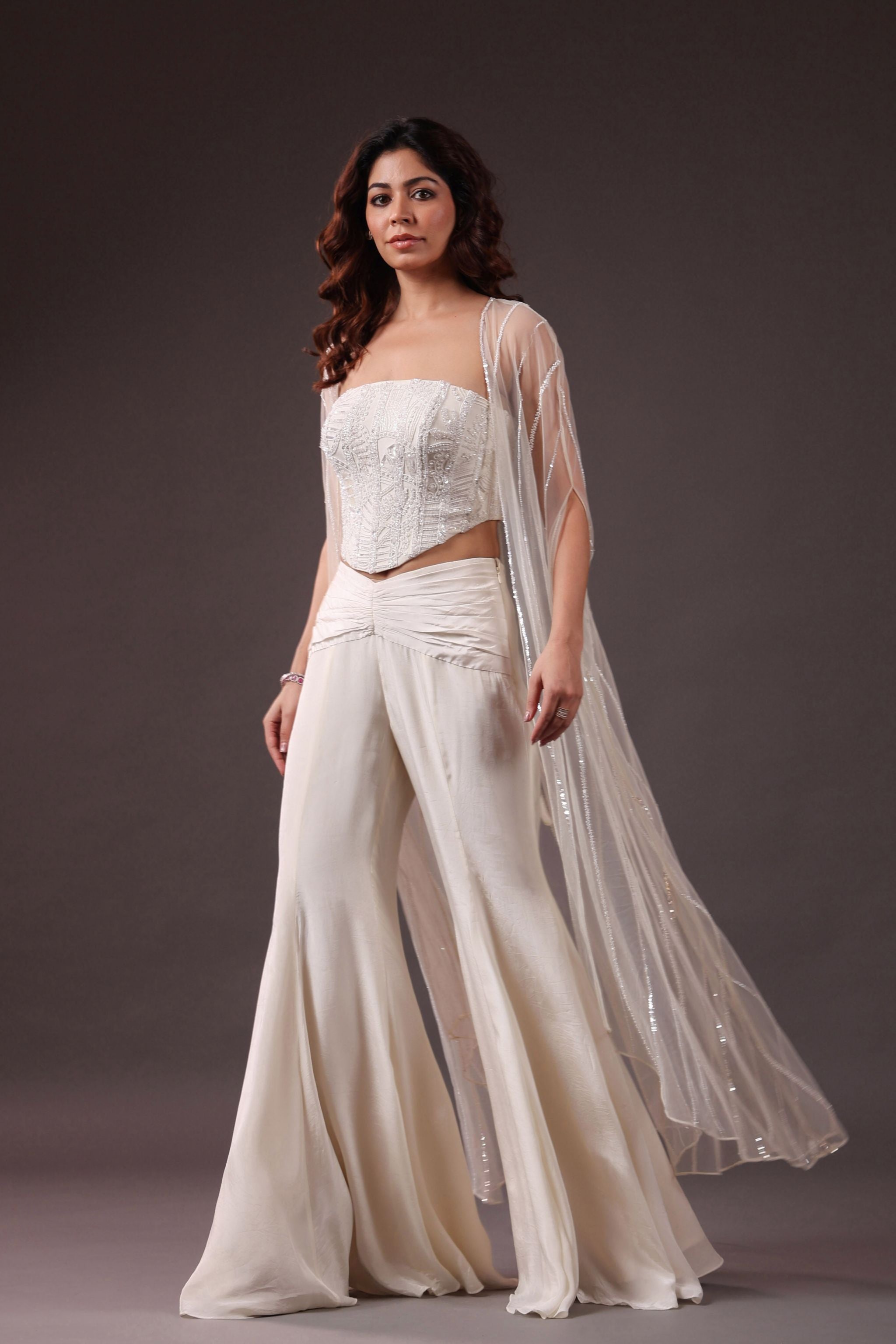 Selene Ivory Co-ord Set with Cape